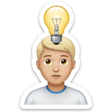 uma pessoa pensando e surge uma boa ideia na lampada sticker