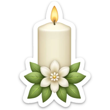 white candle with a flower bow sticker