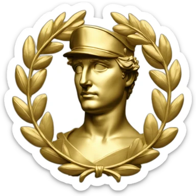 Laurel wreath napoleon golden statue sticker