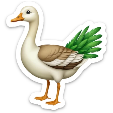 "Emoji of a running goose with a very long neck and two legs. 🪿 is the reference. The goose looks like a white goose dyed green, not a duck." sticker