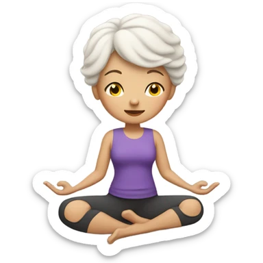 Light skin Grandma with short hair in yoga pose sticker