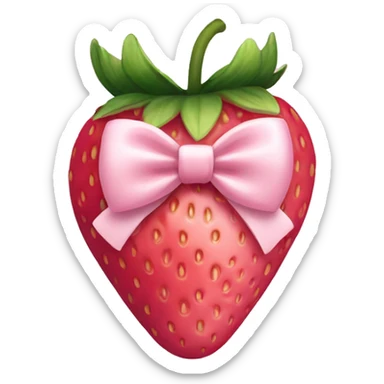  pink strawberry wrapped in pale pink bow sticker