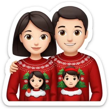 date night christmas couples, dark hair, facing each other sticker