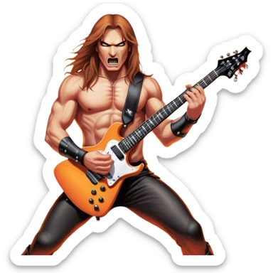 Icon for Metal Music: Manowar performing live, with powerful imagery of the band on stage, electric guitars, drums, and heavy metal energy. The background features a fiery stage and intense lights, reflecting the epic atmosphere of their concert. Transparent background. sticker