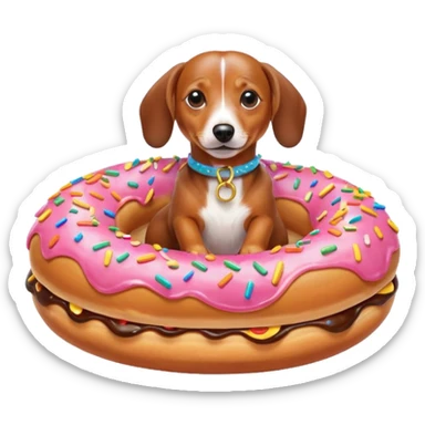 Weiner dog riding a donut sticker