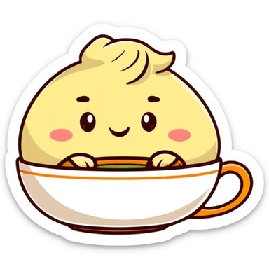 dumpling bao sipping tea sticker