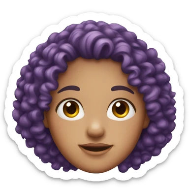 European, purple curly hair, woman, teenager, nose ring. sticker
