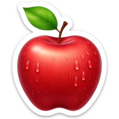 Cinematic Realistic Apple Emoji, Fresh and vibrant, with a crisp, red skin glistening with droplets of water. The smooth, shiny surface catches the light, while the green stem adds a natural touch. Soft glowing outline, capturing the essence of health, sweetness, and freshness in a crisp apple! sticker