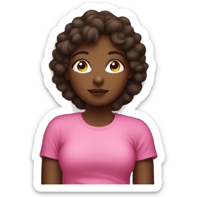 dark brown girl with pink shirt laying down on pillow sticker