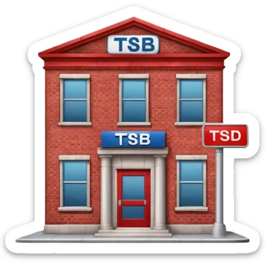 A bank with red building and labeled the "TSB", not "TBSB", on the building sticker