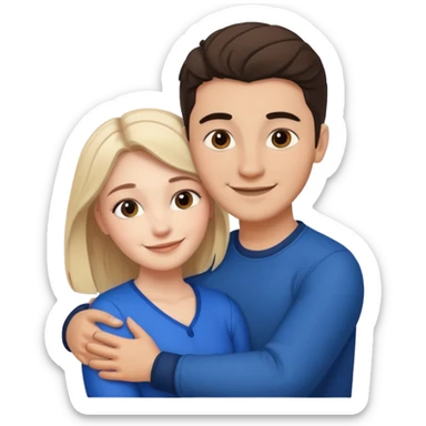 young Métis man and young white woman hugging, love sticker