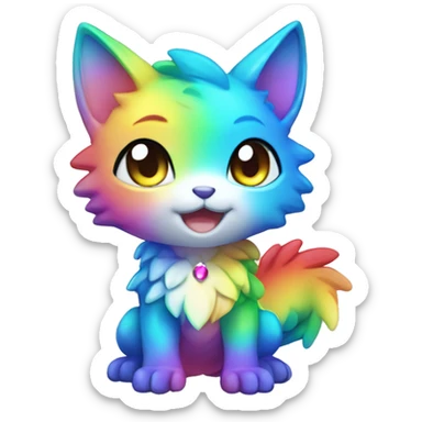 a anthro chibi-style colorful rainbow-gradient-shiny gem-sparkle-Fakémon-hybrid full body sticker