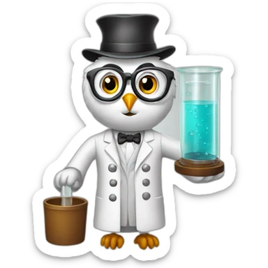 Owl-scientist-with-cylinder sticker