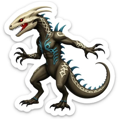  Venom-Marowak-Salandit-Xenomorph-hybrid-fantasy-creature (full body) with tribal markings and glowing patterns and scales sticker