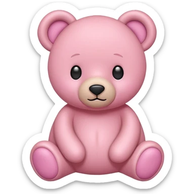 pink teddy bear, flat minimal rounded shapes, simple face, soft pink color, iconic emoji look, no fur texture, no shading sticker