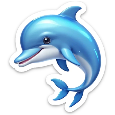Cinematic Cheeky Dolphin Portrait Emoji, With a playful tilt of its head and a mischievous sparkle in its eyes, showcasing a sleek, shiny body accented by a quirky, animated smile and a cheeky wink, Simplified yet hilariously endearing features, highly detailed, glowing with a vibrant, sassy aquatic glow, high shine, spirited and fun, stylized with an air of quirky marine mischief, soft glowing outline, capturing the essence of a super cute dolphin that looks ready to splash its way into viral fame with playful charm! sticker
