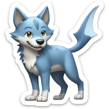 Shiny Wolf-Pokémon with a shark tail and a shark fin on back Full Body sticker