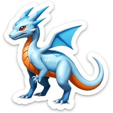 Shiny Futuristic Salamence-Salandit-Glaceon-Fakémon-hybrid-creature (full body)  sticker