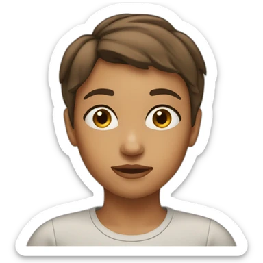 a brown-haired girl with a short haircut thought about it sticker