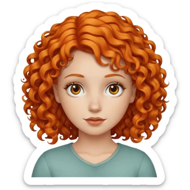 A white girl with orange curly hair sticker