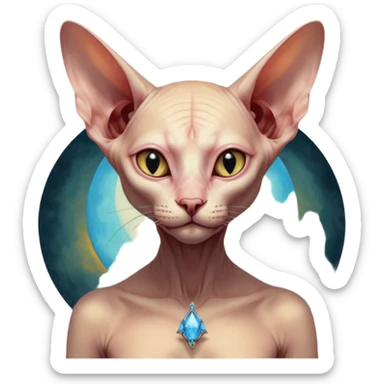 aesthetic brilliant divine lighting, oil paint  -  hieronymus bosch phantasmagoric mutated beautiful ethereal body of evil sphynx sticker