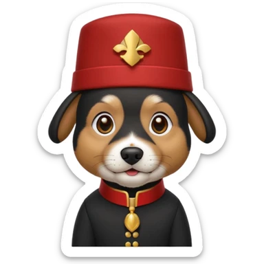 black suited dog with fes hat sticker