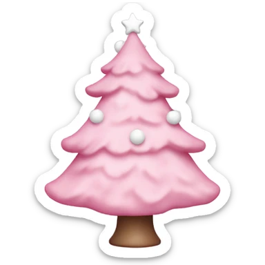 Pastel Pink Christmas tree with pink lights and white ornaments  sticker