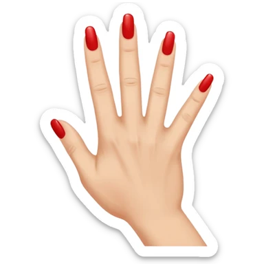 Side view of a hand with the index finger and thumb touching together as if clapping. The fingernails are long and painted. sticker