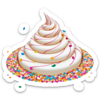 Cinematic Realistic Sparkles & Sprinkles, a delicate swirl of tiny, multicolored sugar confetti and edible glitter, scattered across a smooth reflective surface, each speck glinting under soft ambient light, glowing vibrantly with a dreamy and magical charm. sticker