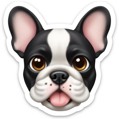 French bulldog with black body and ears and tan paws and belly with heart eyes sticker