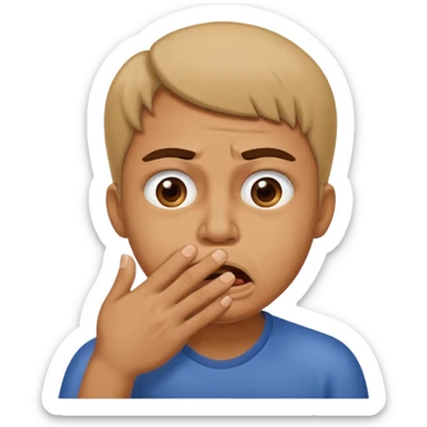 Disgust - strong feeling of revulsion or aversion -  about to vomit. hand over mouth. not crying sticker