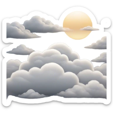 Cinematic Realistic Altostratus Emoji, Soft and gray, with mid-level clouds spreading evenly across the sky. The clouds create a smooth, overcast layer that dulls the sun’s light, giving the world a peaceful, muted tone. Soft glowing outline, capturing the essence of calm, muted skies and gentle transitions in an altostratus cloud! sticker
