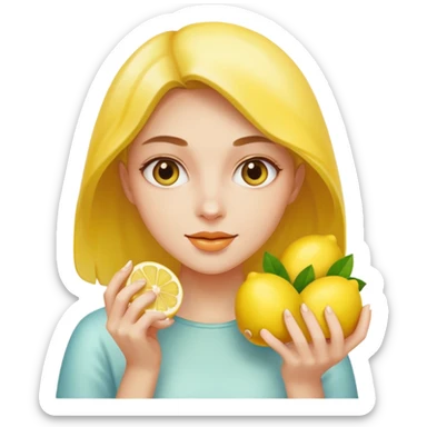 Woman holding lemons sticker