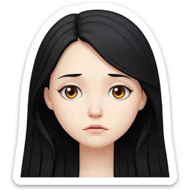 Pale girl with long black hair sad sticker