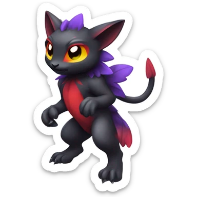 Cute cool dark black red purple yellow animal hybrid Fakemon full body sticker