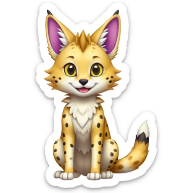 Cute Kawaii Epic Colorful Sergal-Serval-Vernid full body sticker