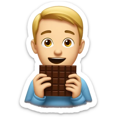 man eating some delicious chocolate, but the chocolate is runny and it runs down his face sticker