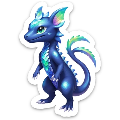 Rainbow crystalic Shiny pastel Nebulae Salandit-Meowstic-Noibat-Fakémon-hybrid-creature (full body)  sticker
