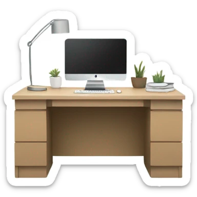 minimalistic-modern-no shelves-desk-front-view sticker