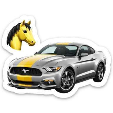 Ford Mustang with center black strip design and in written 309 and in front real pony logo in yellow colour  sticker