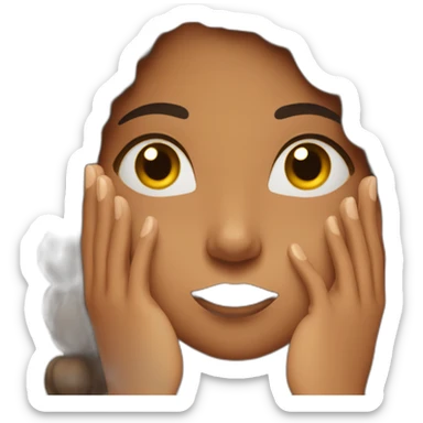 Brown girl scared with hands on side of face sticker