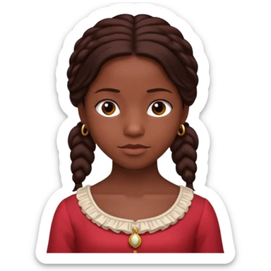 Patsey from 12 Years of Slave with dark brown hair, light red outfit sticker