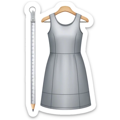 Icon for Fashion Design: a dress pattern with measurements, a ruler and a pencil. The icon should represent the process of designing clothing with a focus on precision and tailoring. Transparent background. sticker