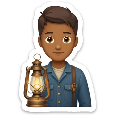 holding vintage gas lamp sticker