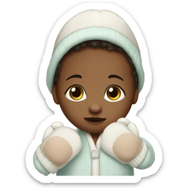 Newborn baby boy with hat onesie and mittens sticker