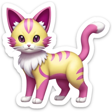 Liepard-Skitty-Delcatty-Pokémon-Fakémon-hybrid-creature (full body) sticker