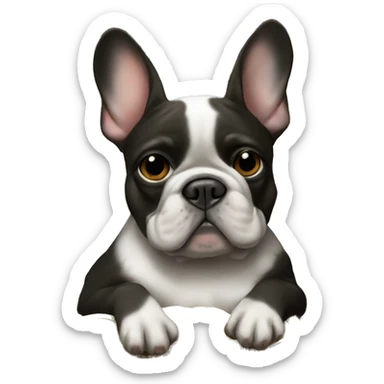 Black-and-tan French bulldog sitting on gold coins sticker