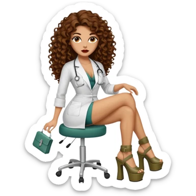 Sensual Spanish Lilith core evil surgeon.hair is brown long and  curly with 7 inch platform heels.she is a  Surgeon that works for the cartel sticker