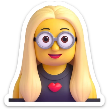 minion with long blonde hair and red lipstick sticker
