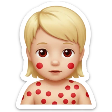 bebe com bolinhas vermelhas pequenas pelo corpo de tamanhos variados e loiro sticker